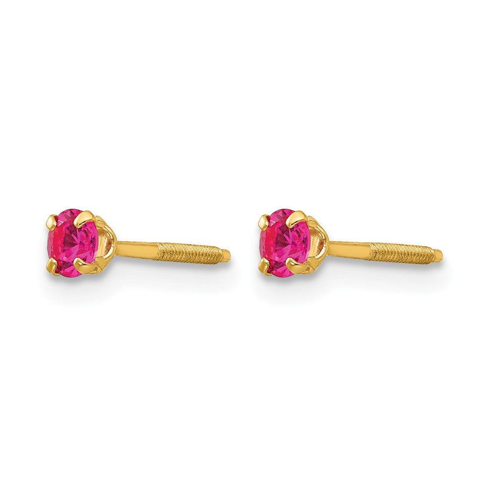 14k Madi K Round Imitation Ruby July Birthstone Screwback Post Earrings