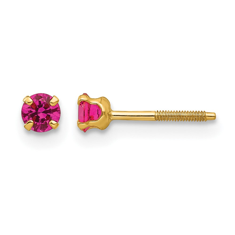 14k Madi K Round Imitation Ruby July Birthstone Screwback Post Earrings