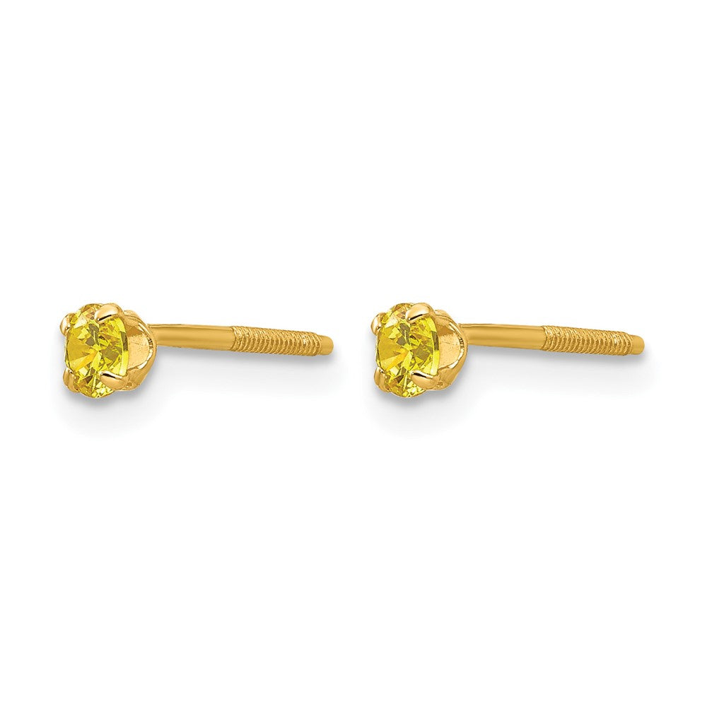 14k Madi K Round Imitation Citrine November Birthstone Screwback Post Earrings