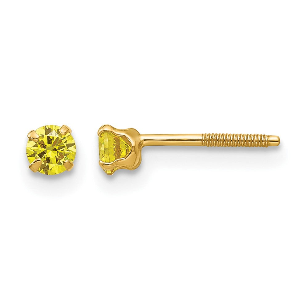 14k Madi K Round Imitation Citrine November Birthstone Screwback Post Earrings