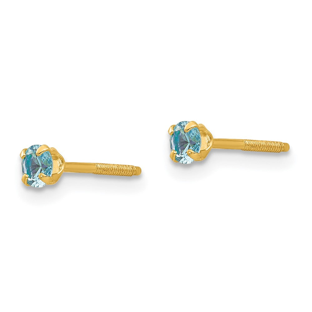 14k Madi K Imitation Blue Zircon Birthstone Earrings (Dec)