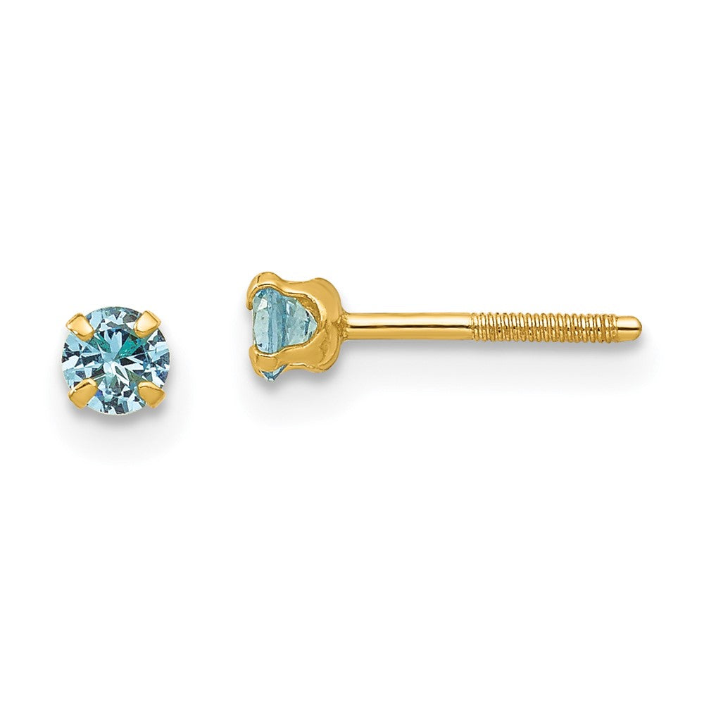 14k Madi K Imitation Blue Zircon Birthstone Earrings (Dec)