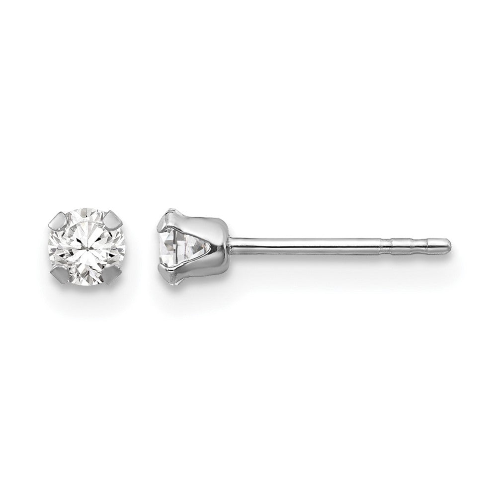 14k White Gold Madi K Round CZ Post Earrings