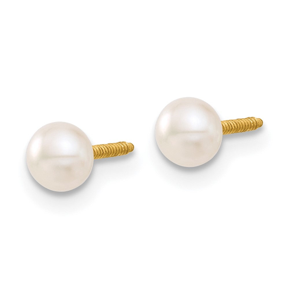 14k Madi K 4- White Button Freshwater Cultured Pearl Screwback Post Earrings