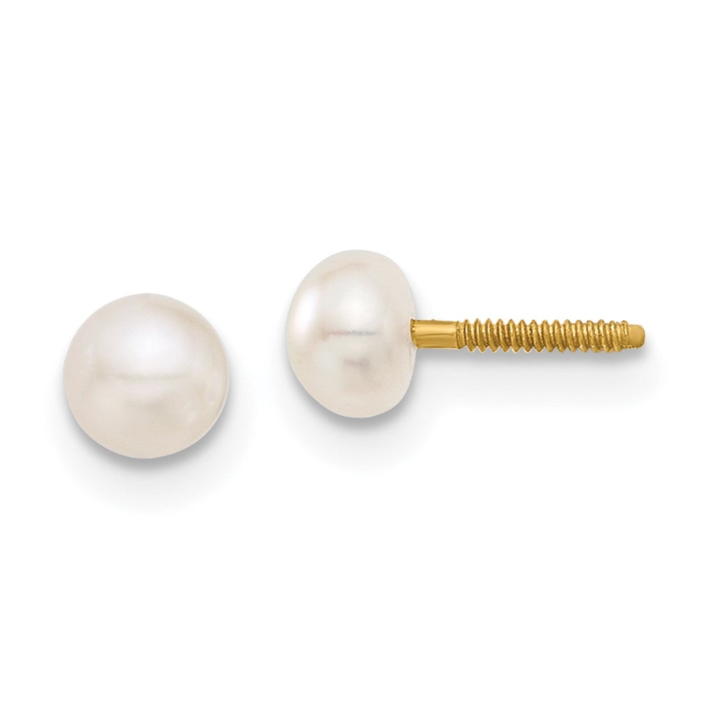 14k Madi K 4- White Button Freshwater Cultured Pearl Screwback Post Earrings