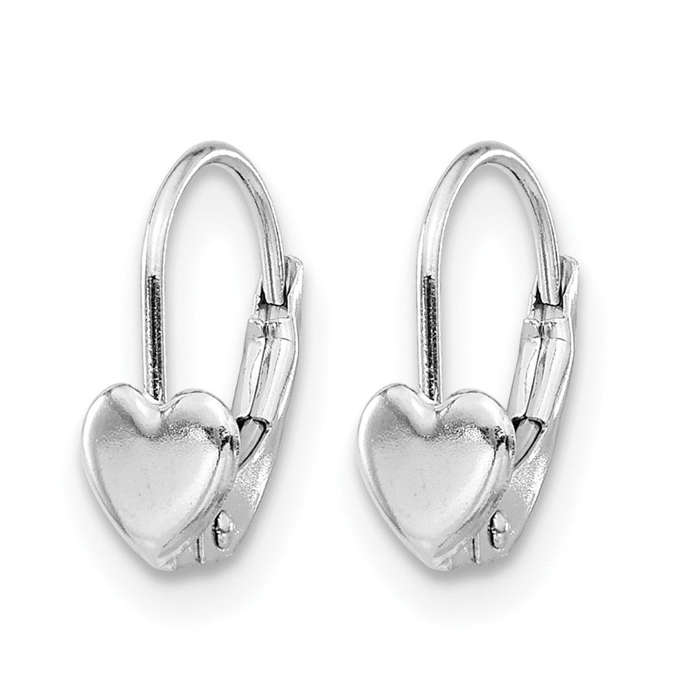 14k White Gold Madi K Heart Childrens Leverback Earrings