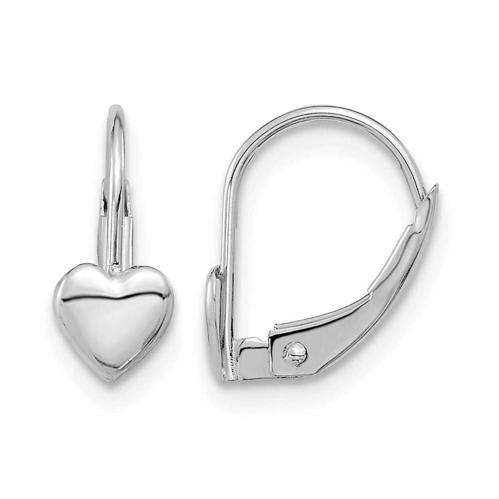 14k White Gold Madi K Heart Childrens Leverback Earrings