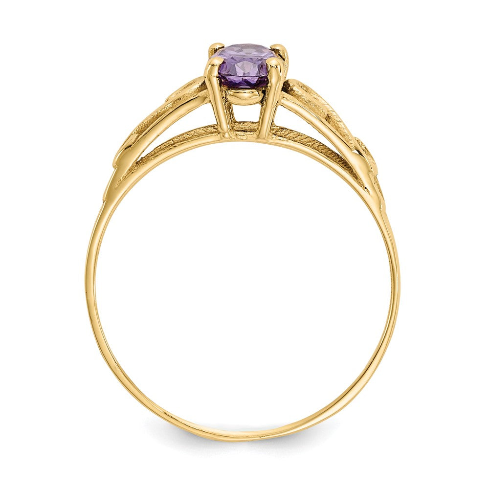 14k Madi K 6x Oval Synthetic Amethyst Birthstone Size 5 Ring