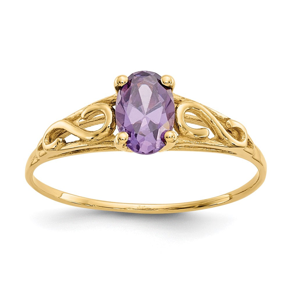 14k Madi K 6x Oval Synthetic Amethyst Birthstone Size 5 Ring
