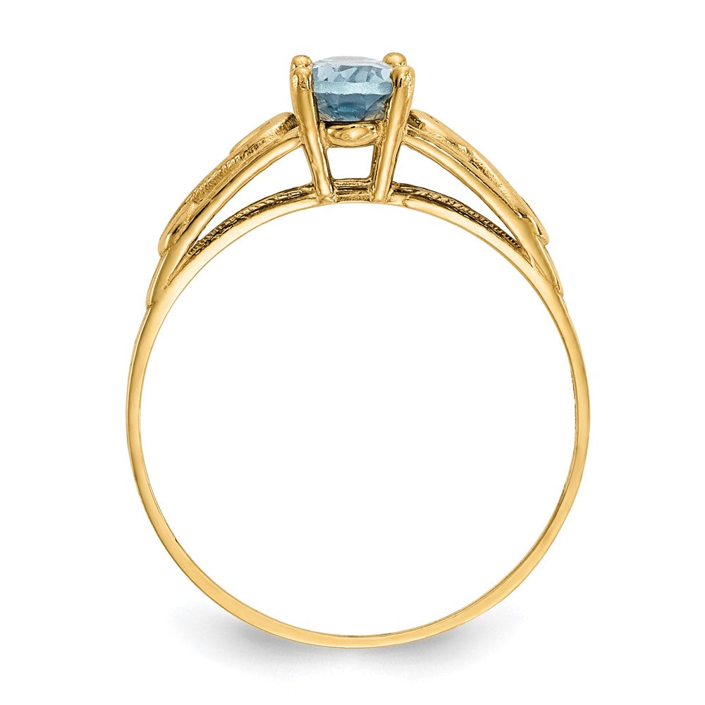 14k Madi K 6x Oval Synthetic Aquamarine Birthstone Size 5 Ring