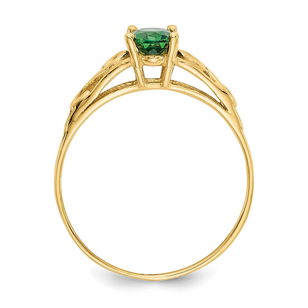14k Madi K 6x Oval Synthetic Emerald Birthstone Size 5 Ring