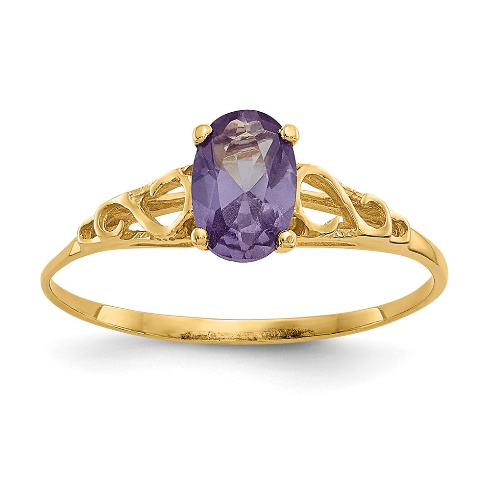 14k Madi K 6x Oval Synthetic Alexandrite Birthstone Size 5 Ring