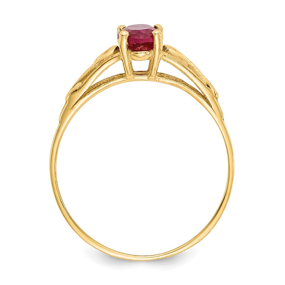 14k Madi K 6x Oval Synthetic Ruby Birthstone Size 5 Ring