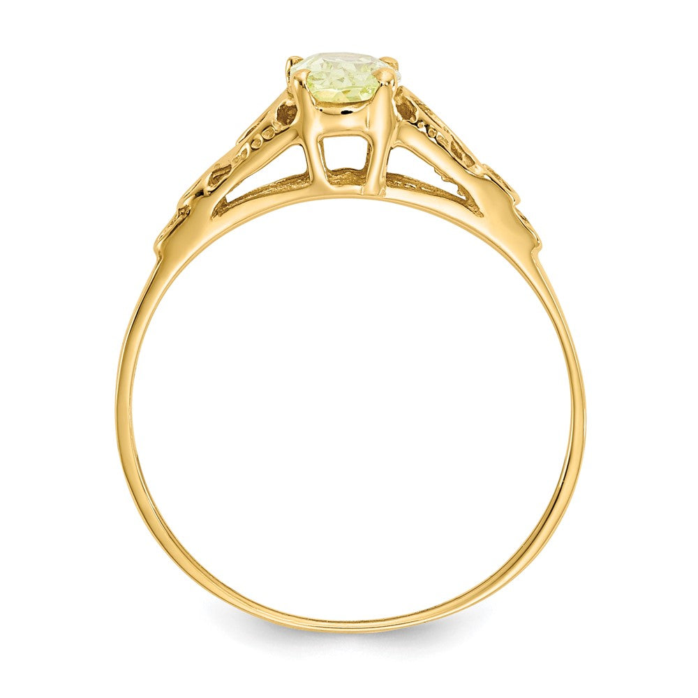 14k Madi K 6x Oval Synthetic Peridot Birthstone Size 5 Ring