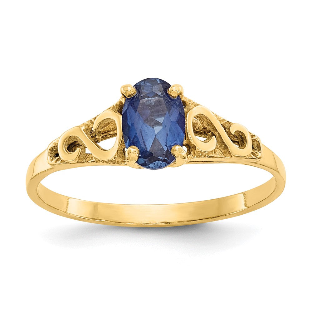 14k Madi K 6x Oval Synthetic Sapphire Spinel Birthstone Size 5 Ring