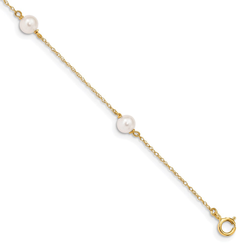 14K Madi K 5- White Round FWC Pearl 3-station Bracelet