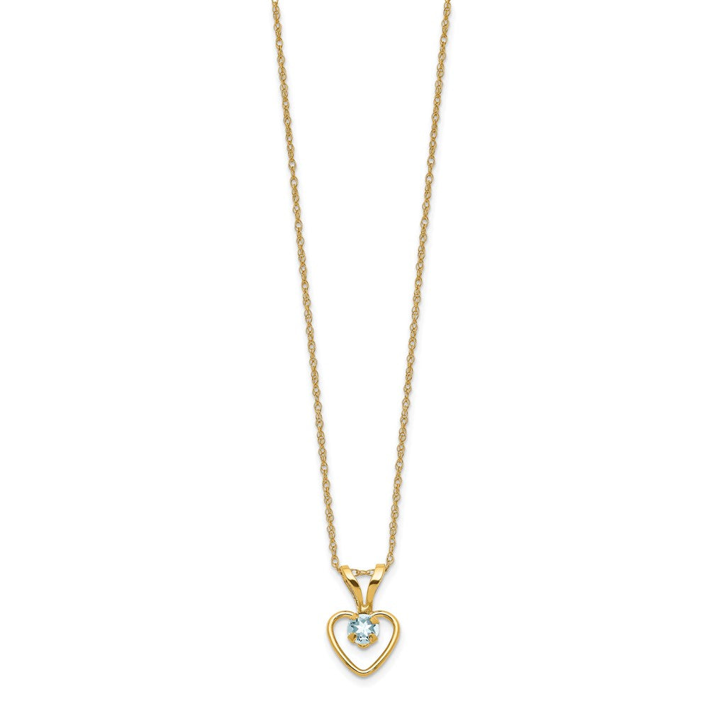 14k Madi K Aquamarine Heart Birthstone Necklace