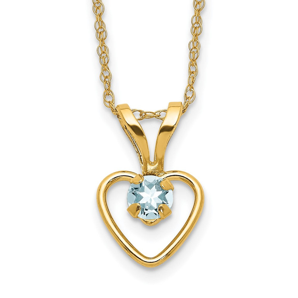 14k Madi K Aquamarine Heart Birthstone Necklace