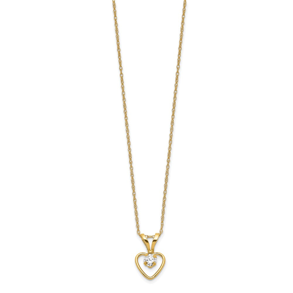 14k Madi K White Zircon Heart Birthstone Necklace