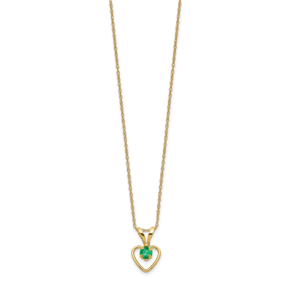 14k Madi K Emerald Heart Birthstone Necklace