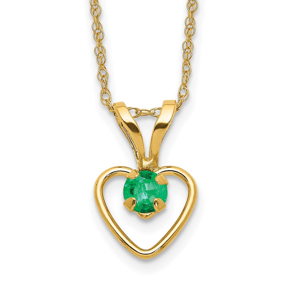 14k Madi K Emerald Heart Birthstone Necklace