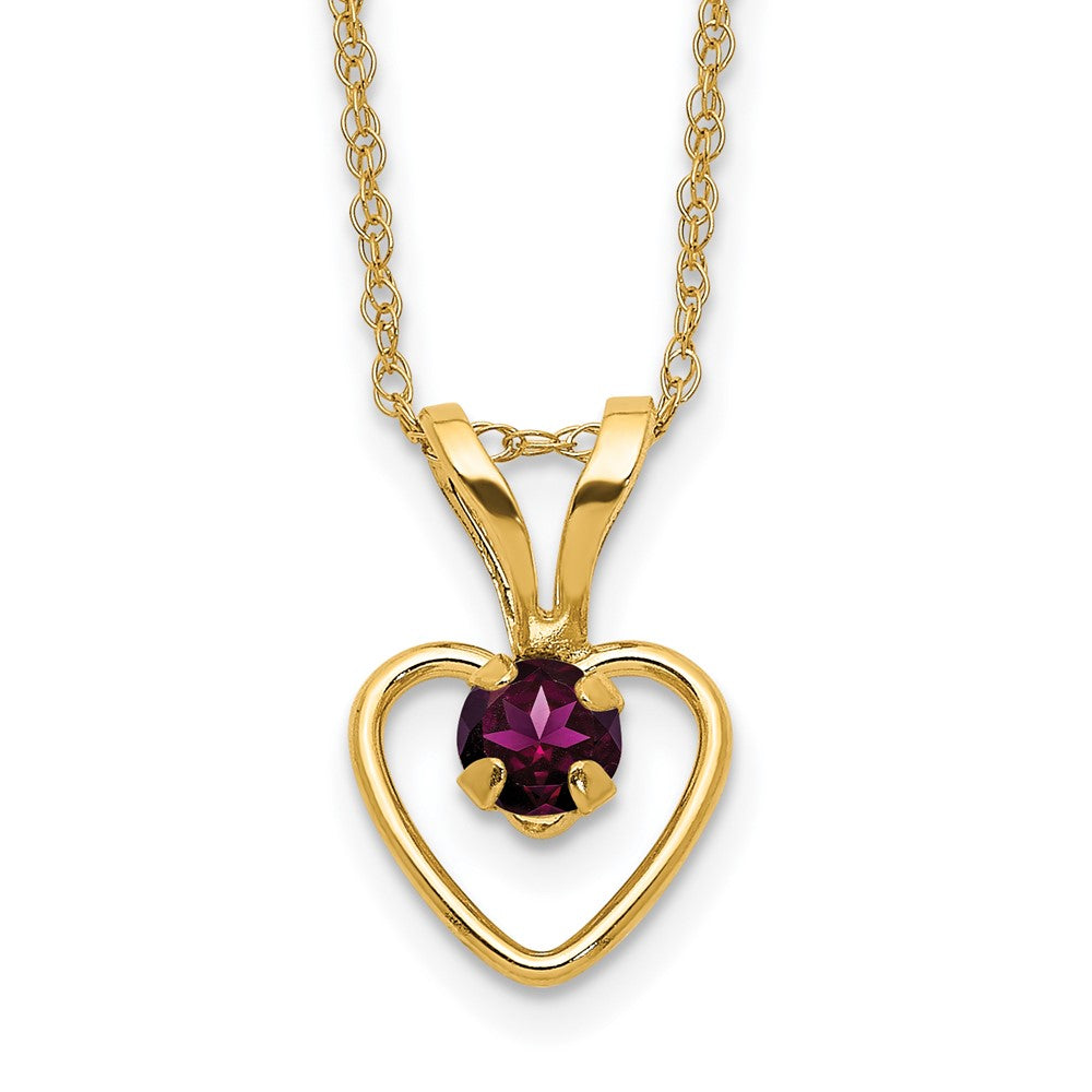 14k Madi K Rhodolite Garnet Heart Birthstone Necklace