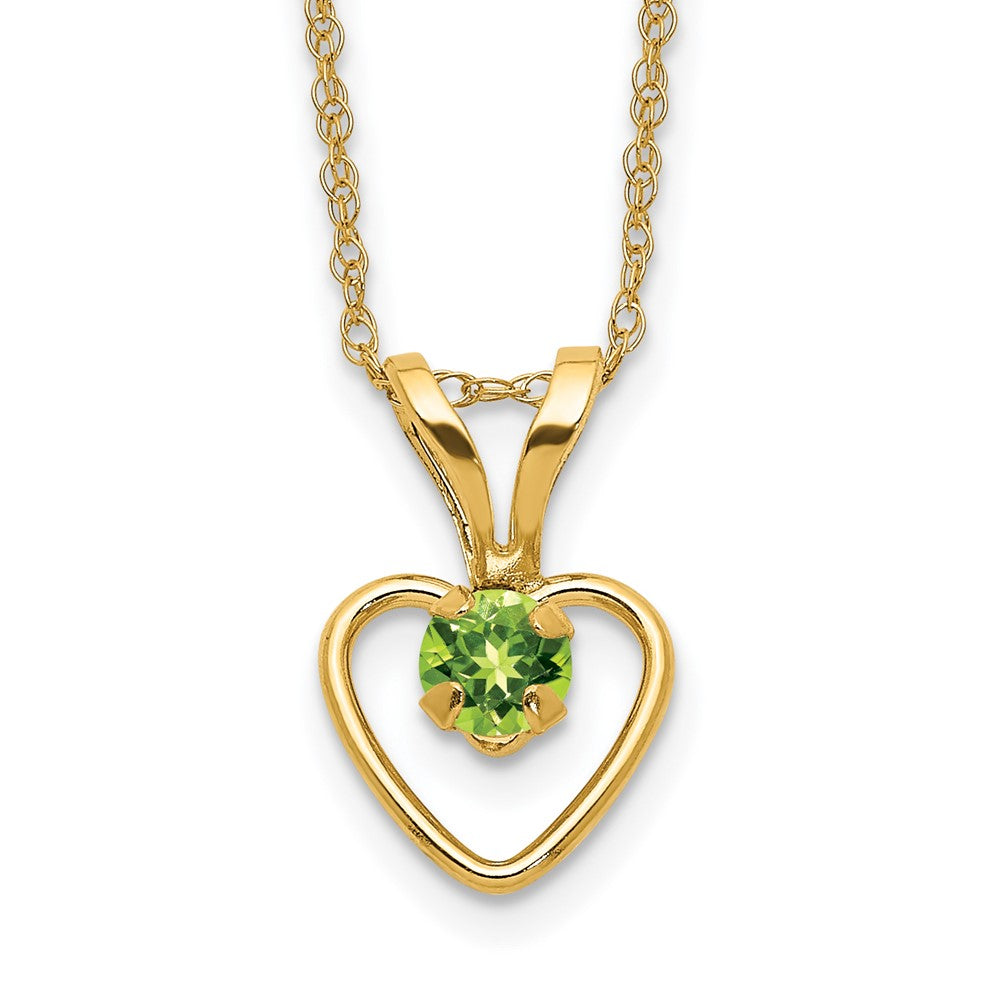 14k Madi K Peridot Heart Birthstone Necklace