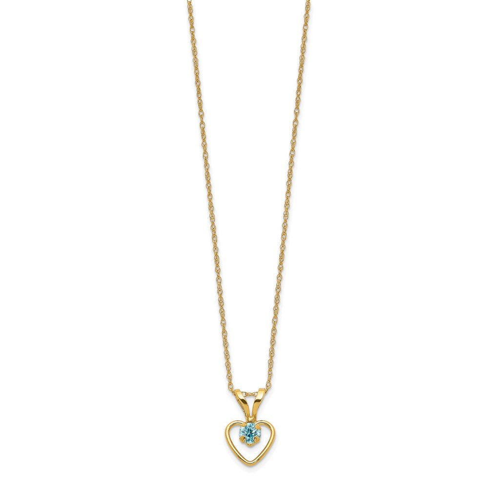 14k Madi K Blue Zircon Heart Birthstone Necklace