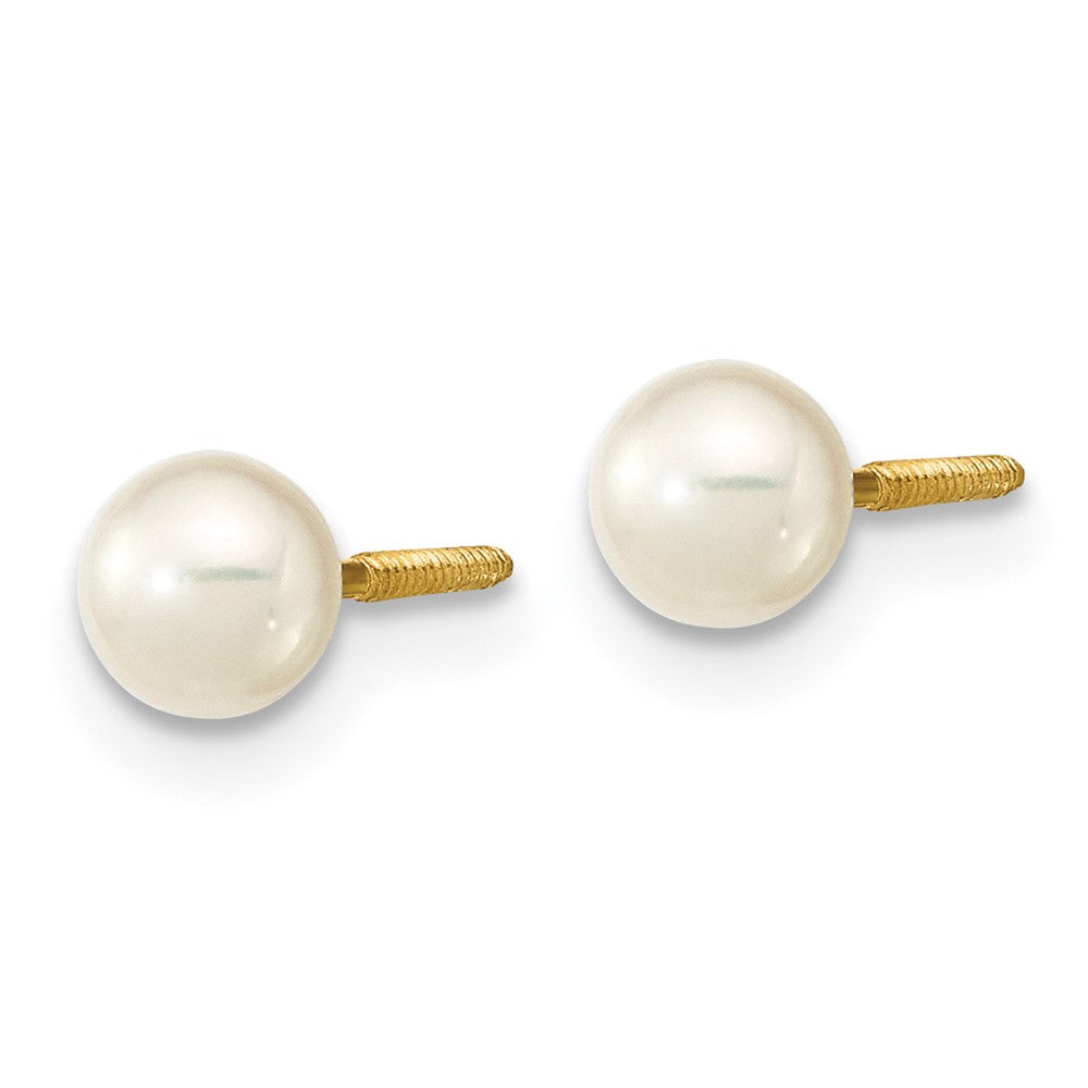 14k Madi K 4- White Near-Round Freshwater Cultured Pearl Screwback Post Earrings