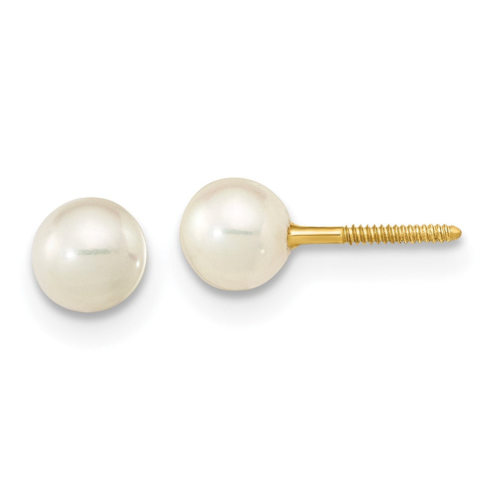 14k Madi K 4- White Near-Round Freshwater Cultured Pearl Screwback Post Earrings