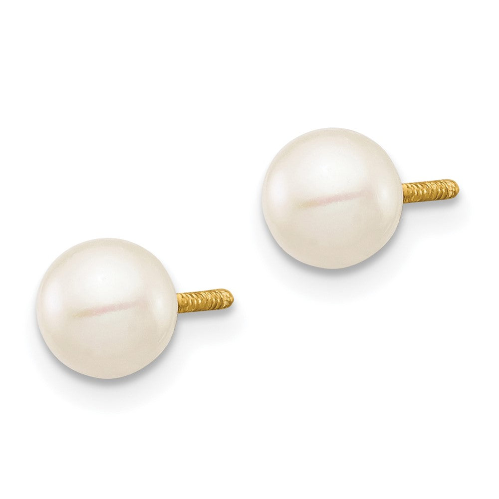 14k Madi K 5- White Near Round Freshwater Cultured Pearl Post Earrings