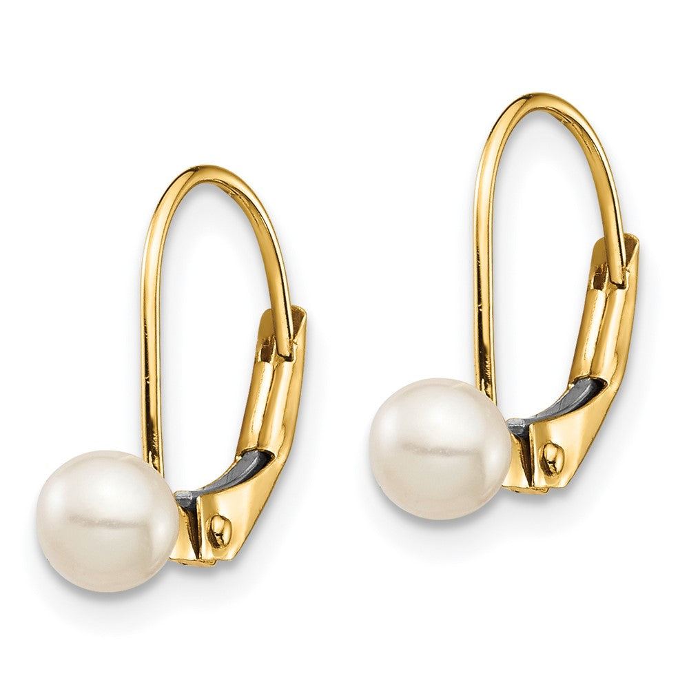 14k Madi K 4- White Round Freshwater Cultured Pearl Leverback Earrings