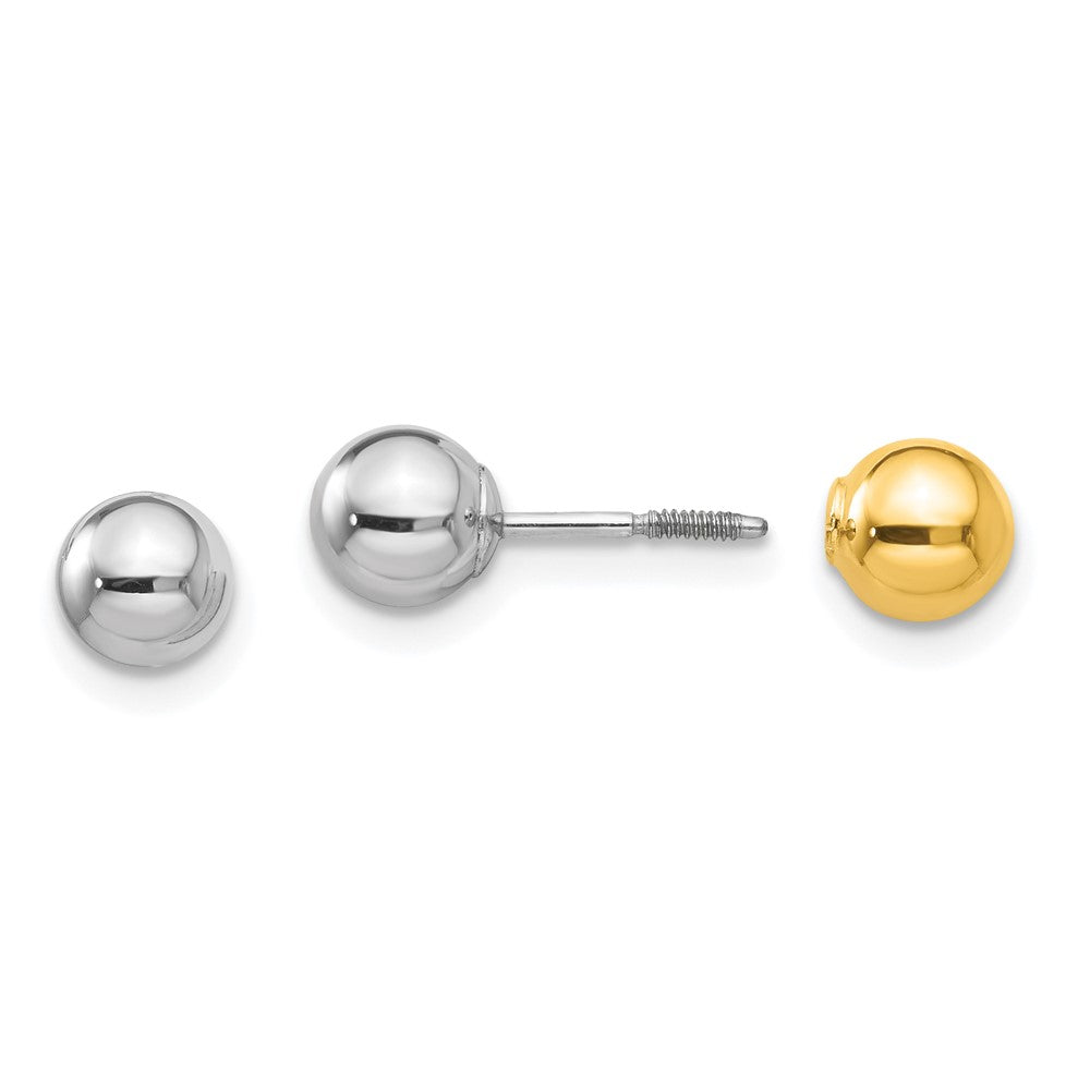 14k Madi K Two-tone Reversible Ball Screw Earrings