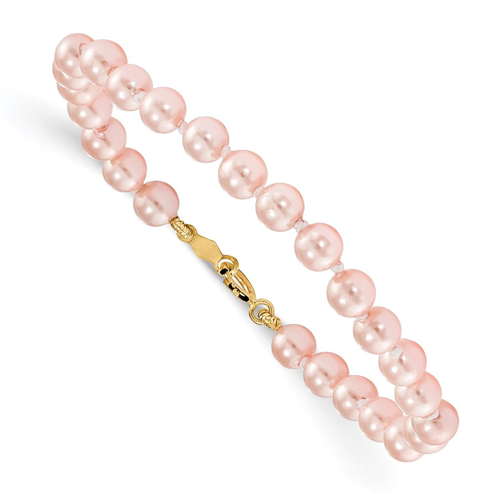 14k Madi K - Pink Imitation Shell Pearl Bracelet