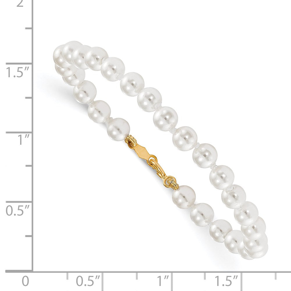 14k Madi K 4.5mm-5.5mm White Imitation Shell Pearl Bracelet