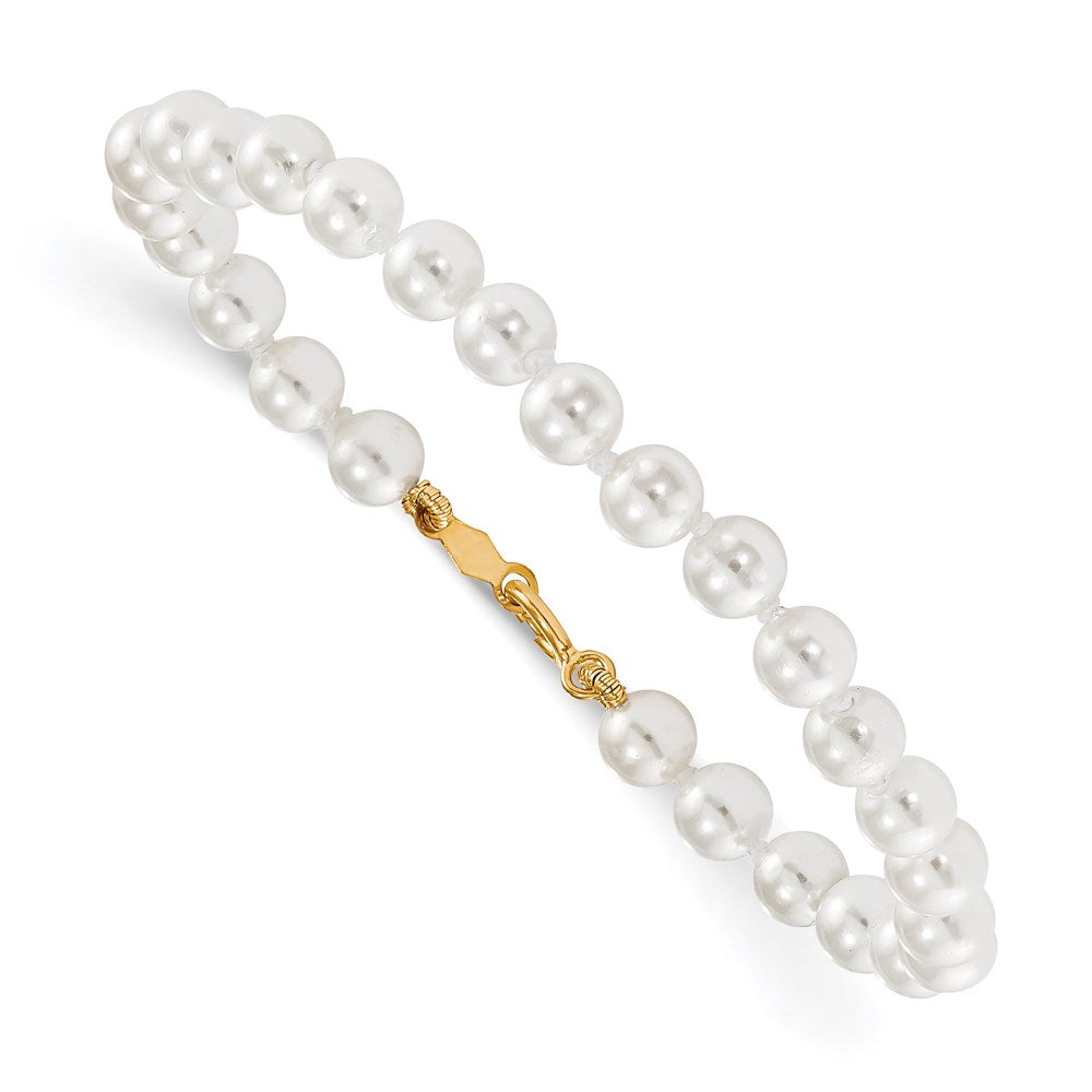 14k Madi K 4.5mm-5.5mm White Imitation Shell Pearl Bracelet