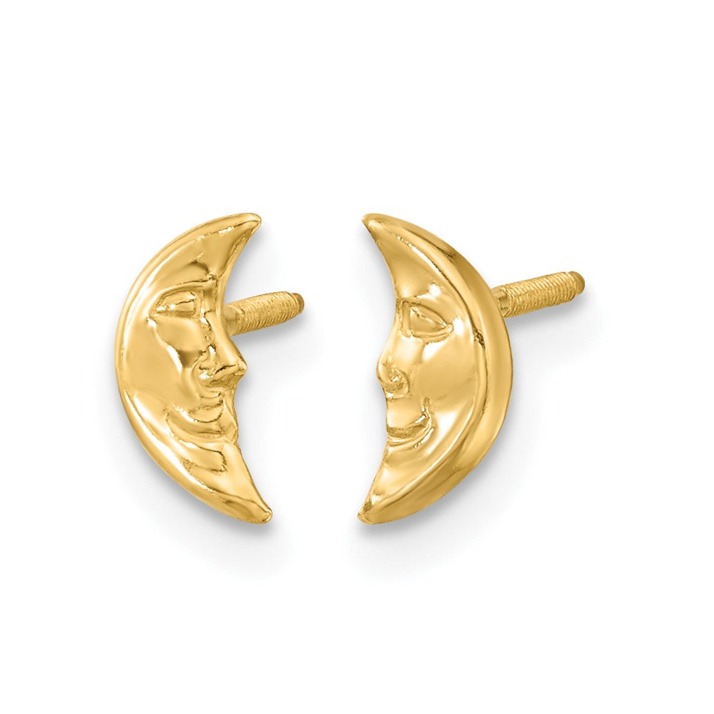 14k Madi K Moon with Face Screwback Post Earrings