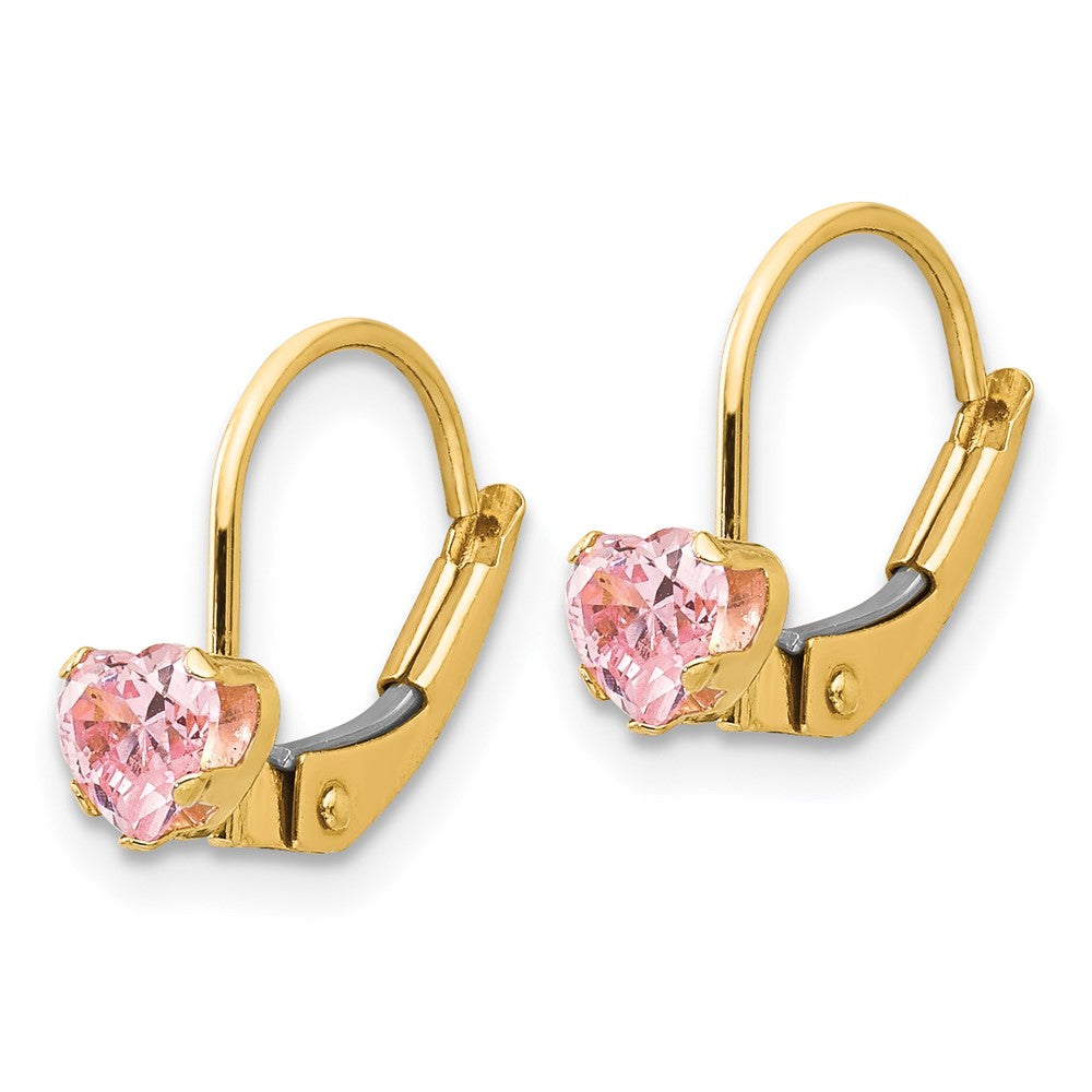 14k Madi K Leverback Pink CZ Earrings