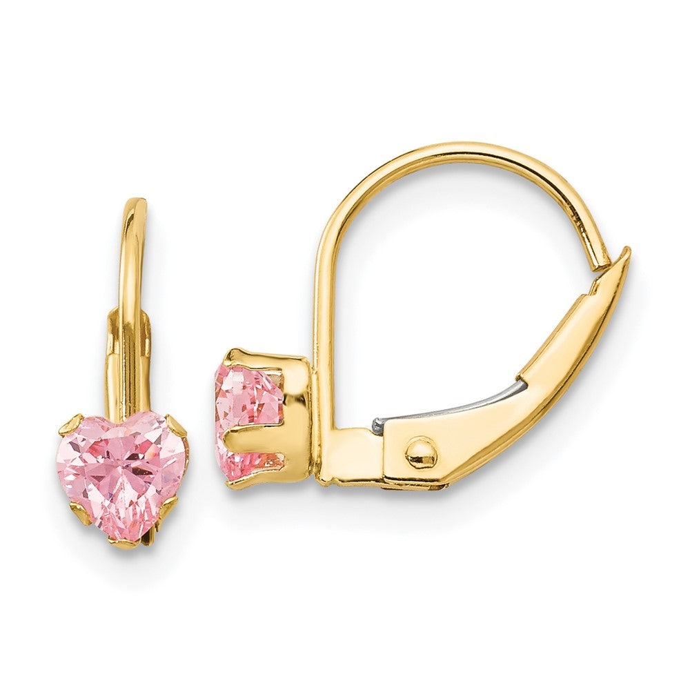 14k Madi K Leverback Pink CZ Earrings