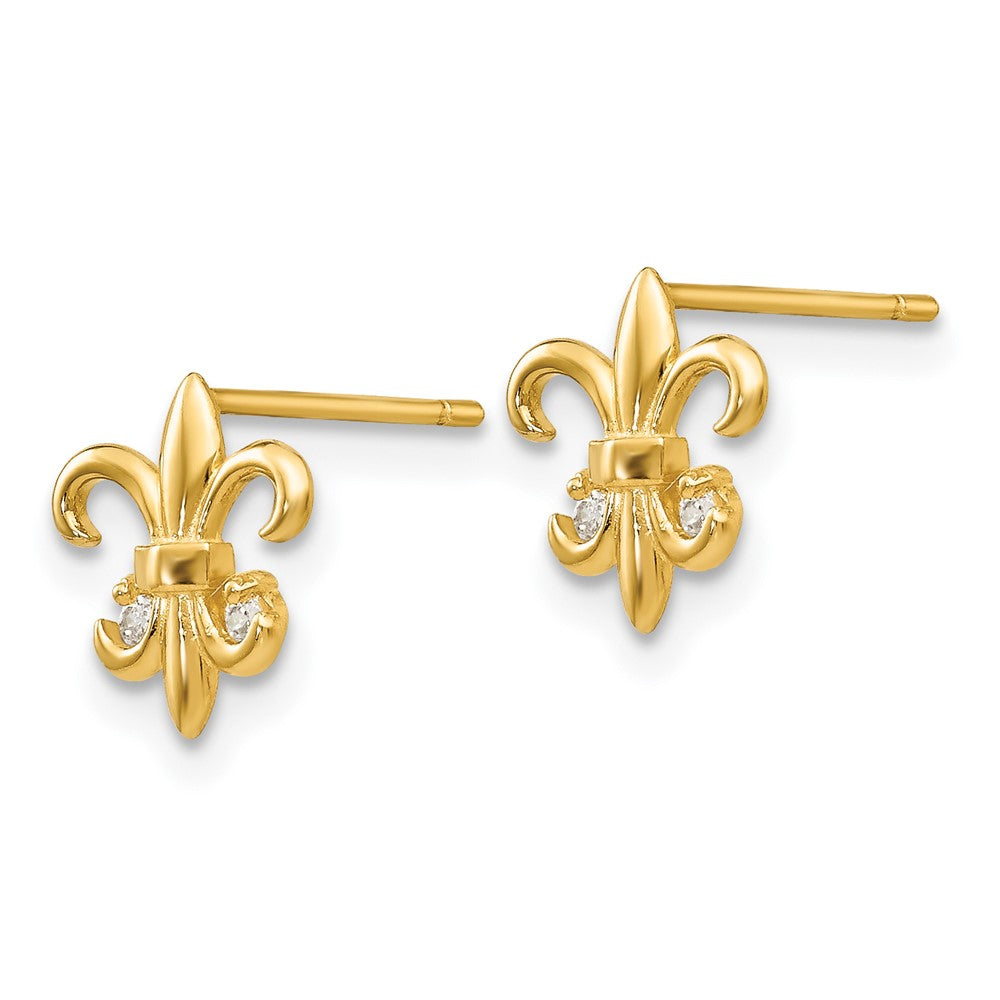 14k Madi K CZ Fleur de lis Post Earrings