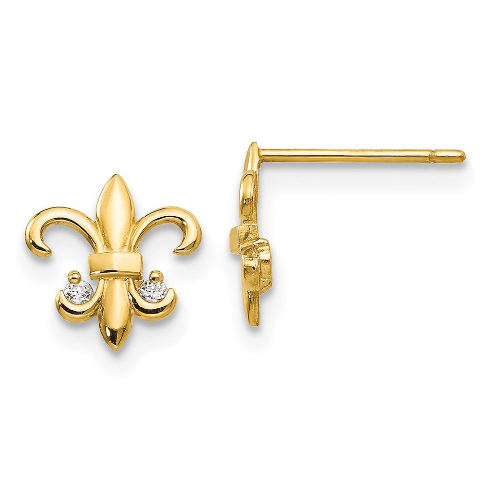 14k Madi K CZ Fleur de lis Post Earrings