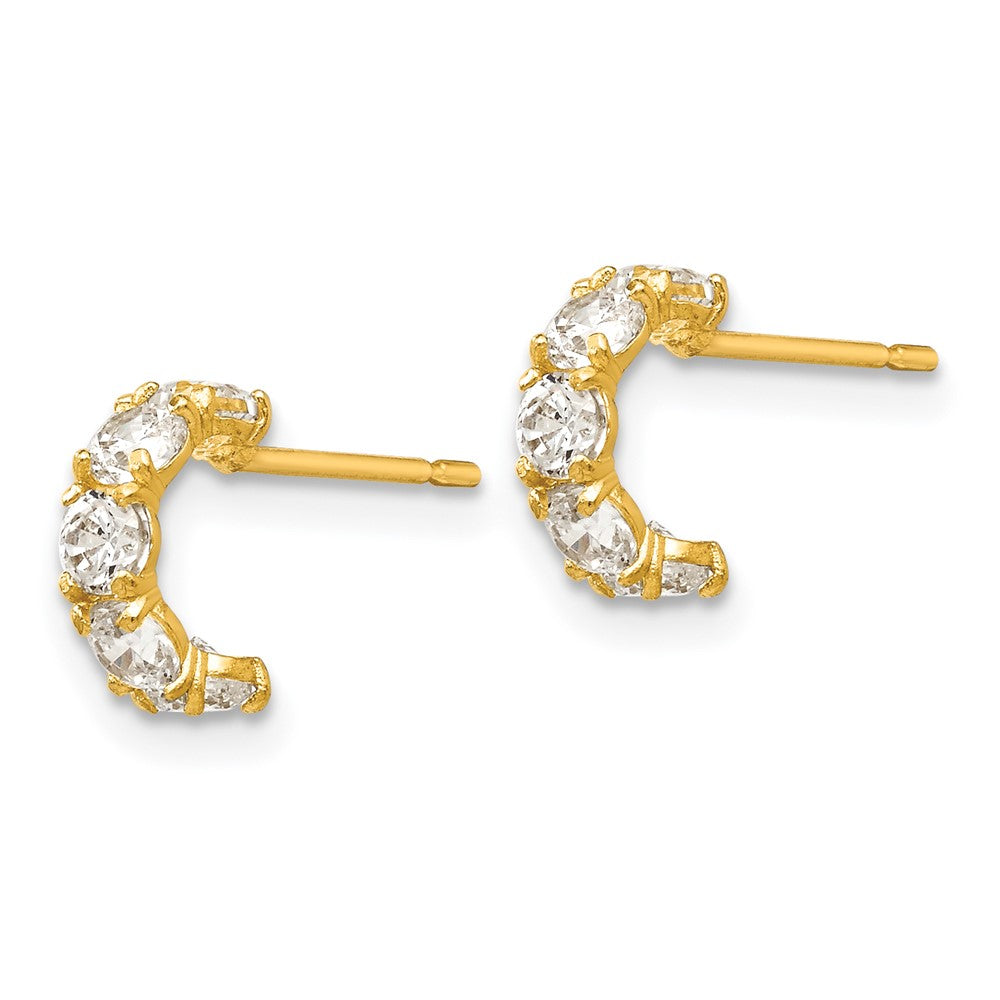 14k Madi K CZ Children's Five Stone Hoop Post Earrings