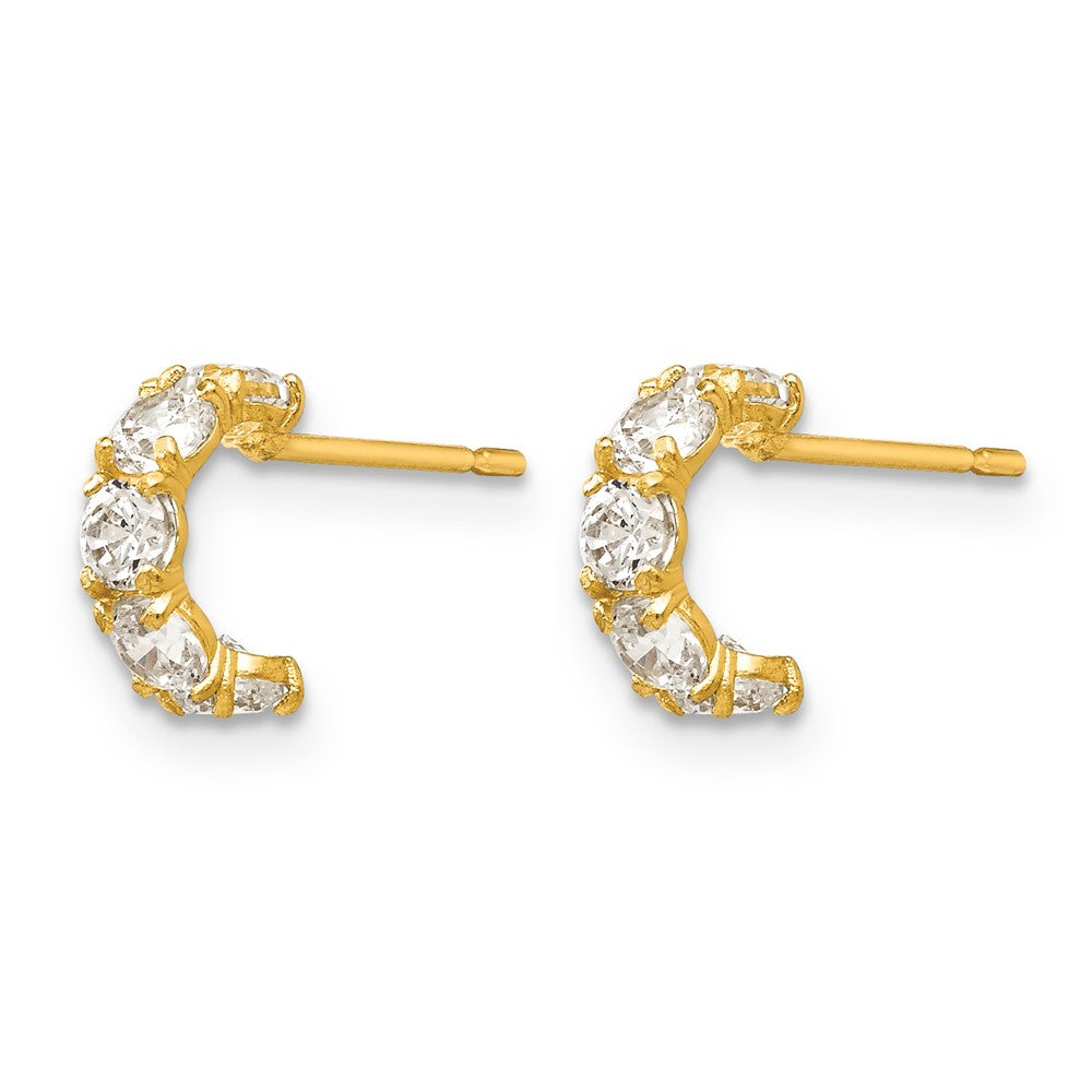 14k Madi K CZ Five Stone J-Hoop Post Earrings