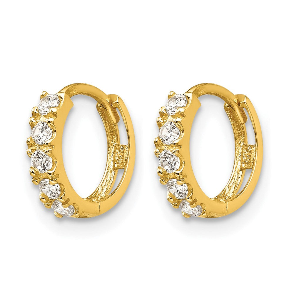 14k Madi K CZ 3x Childrens Hinged Hoop Earrings