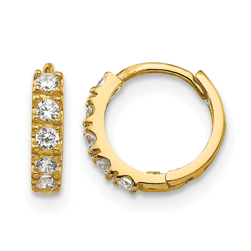 14k Madi K CZ 3x Childrens Hinged Hoop Earrings