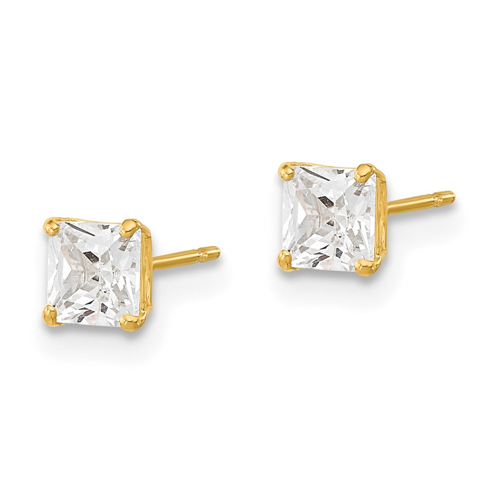 14k Madi K Square CZ Basket Set Stud Earrings