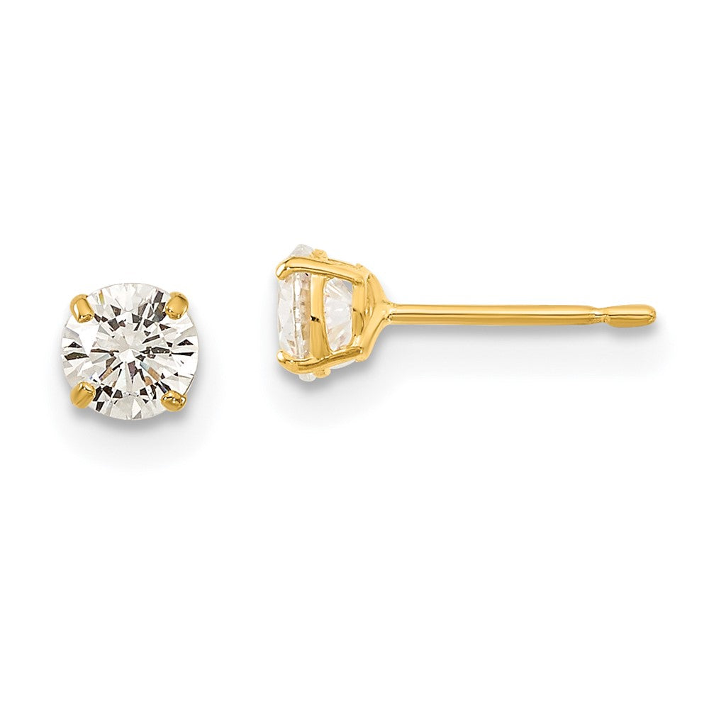 14k Madi K Round CZ Basket Set Stud Earrings