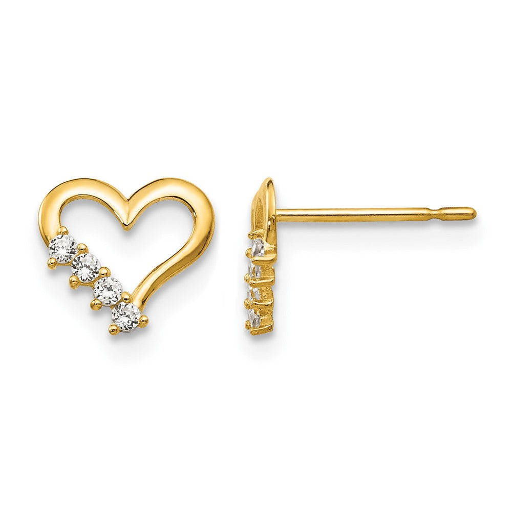 14k Madi K CZ Heart Post Earrings