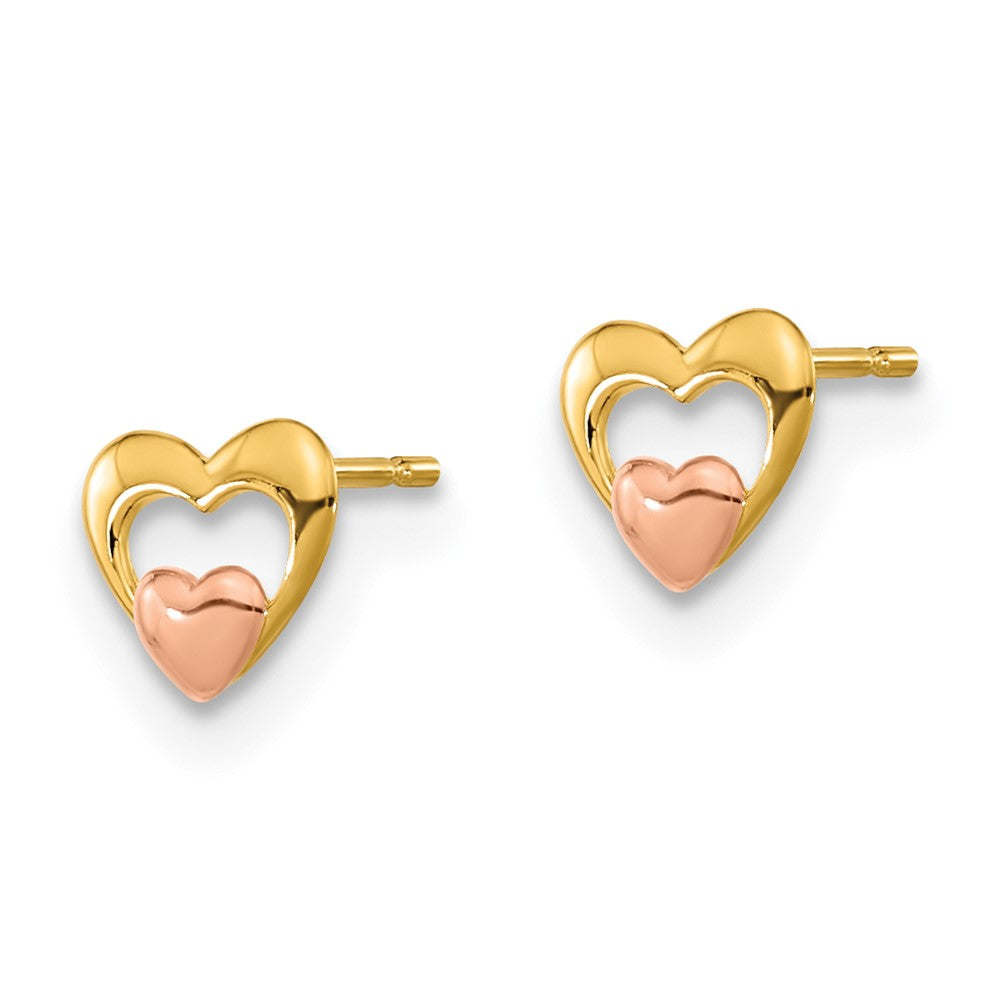 14k Yellow and Rose Gold Madi K Heart Post Earrings