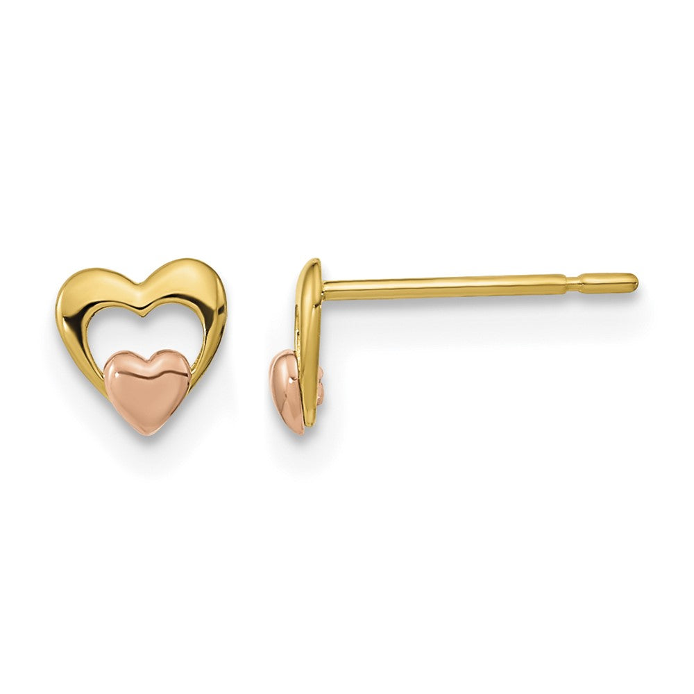 14k Yellow and Rose Gold Madi K Heart Post Earrings